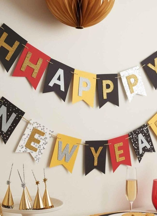 Sparkly Paper Letters On String