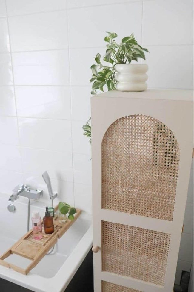 Woven Cane Kallax With Curved Cutout