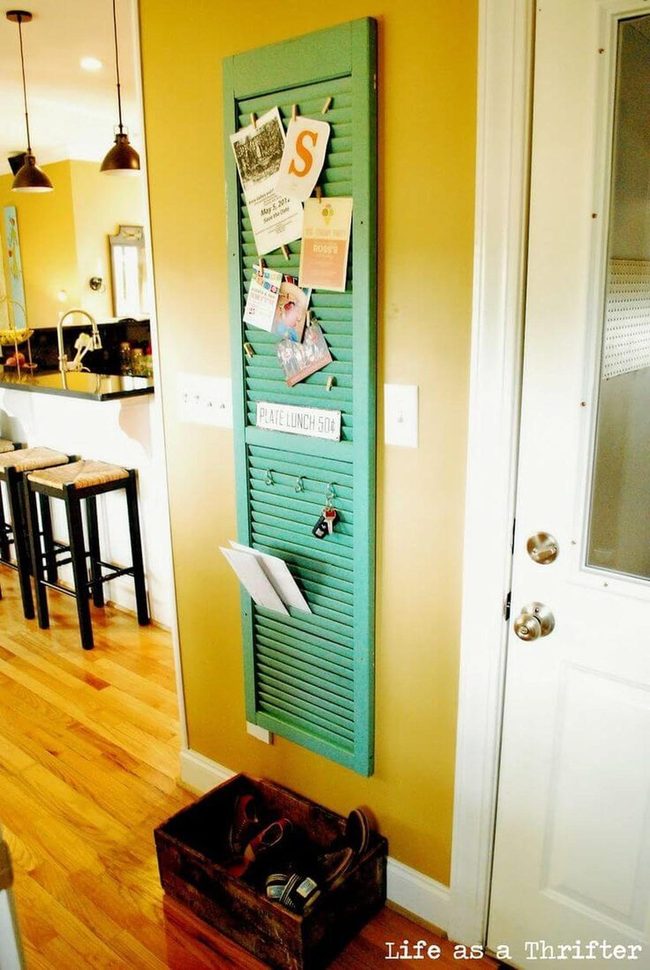 Teal Wood Wall Organizer