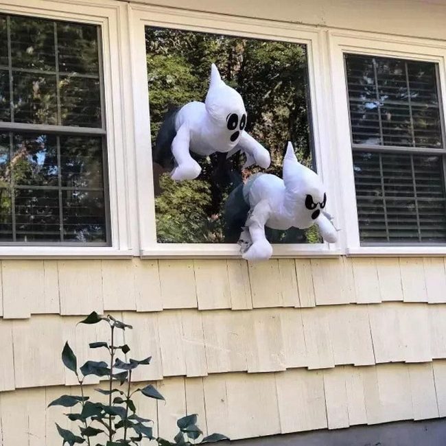 White Fabric Window Ghosts
