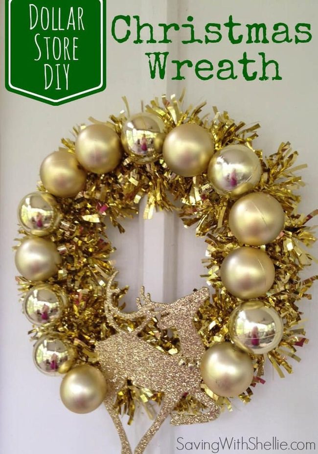 Gold Reindeer Festive Wreath
