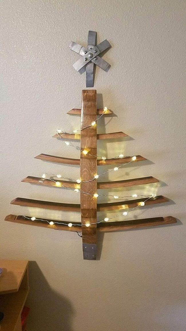 Barrel Wood Tree With Lights