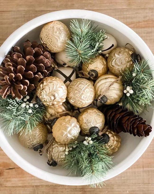 Gold Ornaments With Natural Greenery