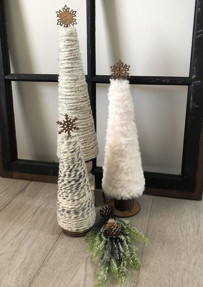 Wrapped Cone Trees With Snowflake Sparkle