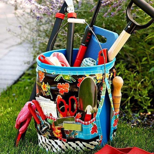 Blue Floral Garden Bucket