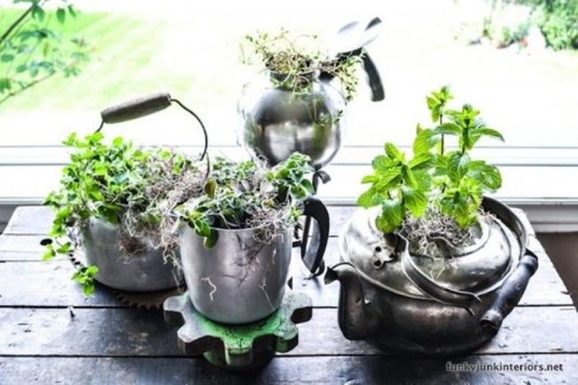 Rusty Metal Herb Gardens