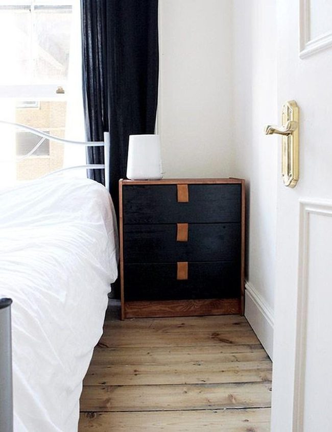 White Walls Dark Curtains Wood