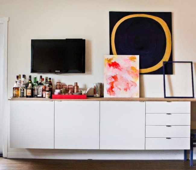 Red Circles, Dark Wood Elegance