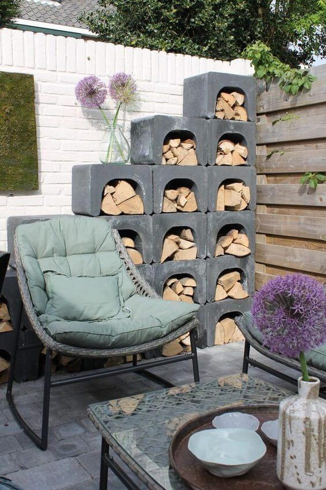 Concrete Block Firewood Rack