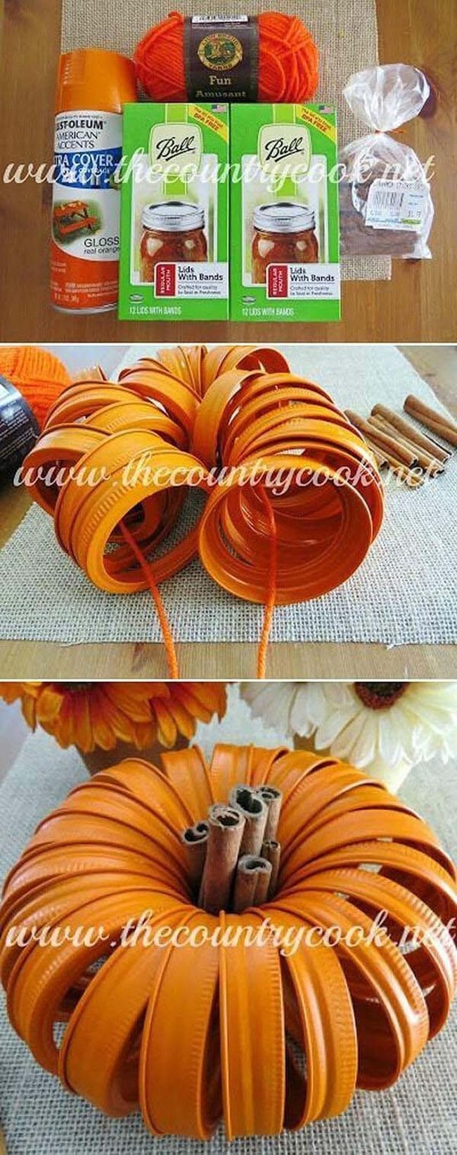 Painted Jar Lid Pumpkins