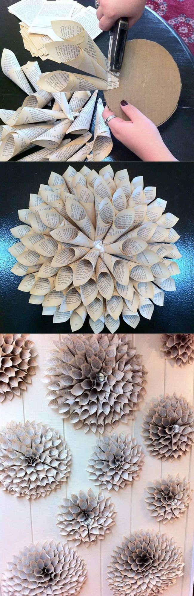 Vintage Book Page Dahlias
