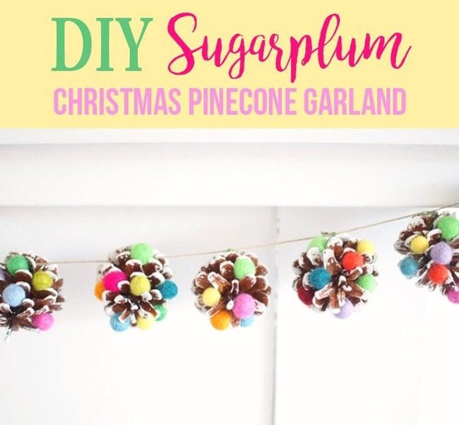 Frosted Pine Cones With Felt Balls