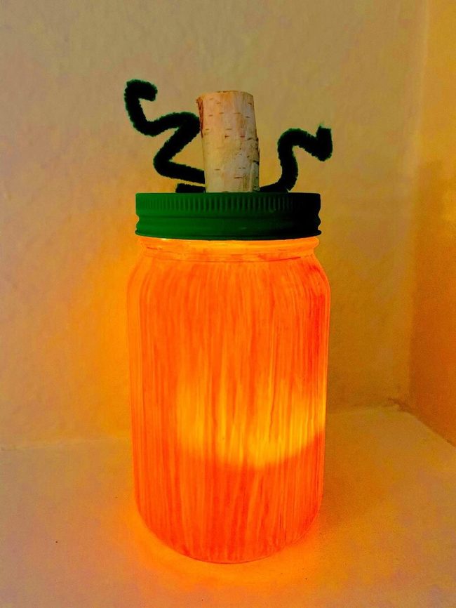 Glowing Orange Pumpkin Jar