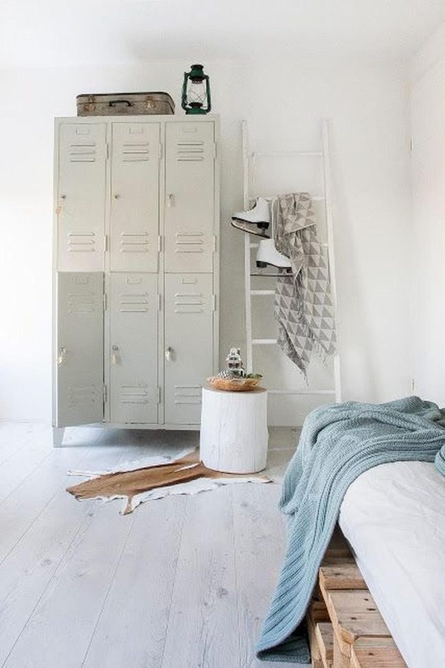 Gray Metal Lockers, White Walls