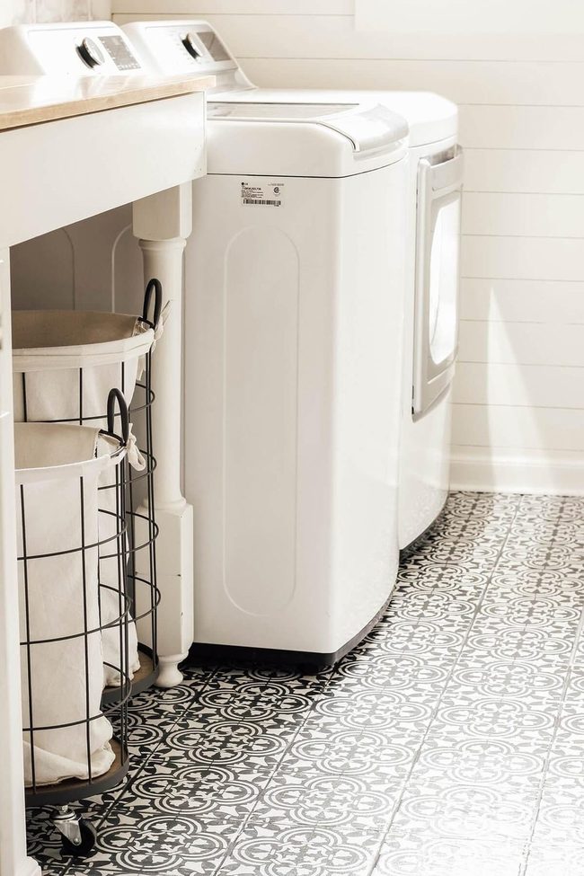 Black And White Stenciled Tiles