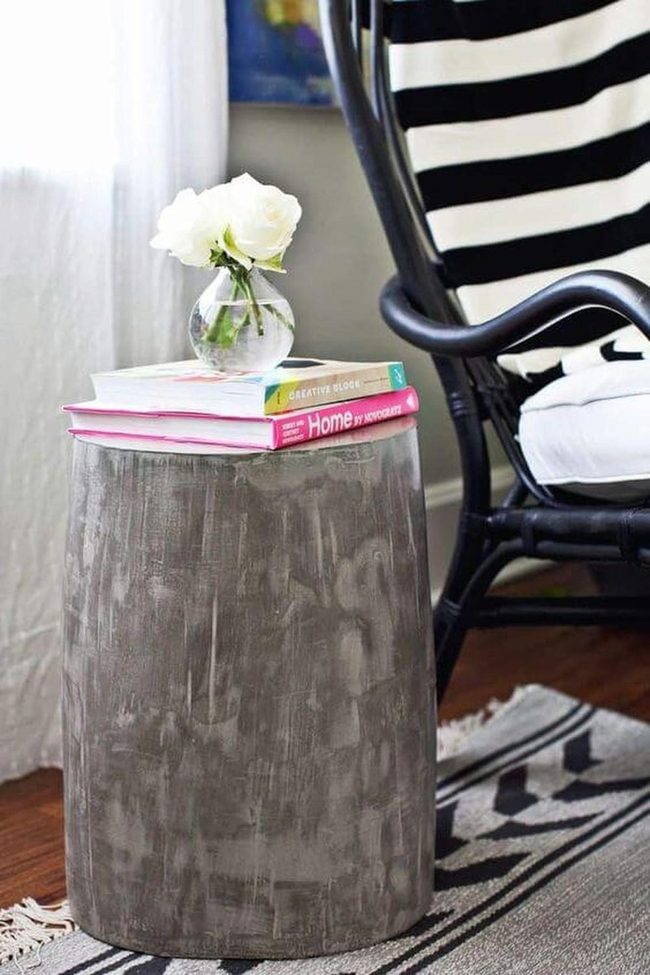 Concrete Cylinder Side Table