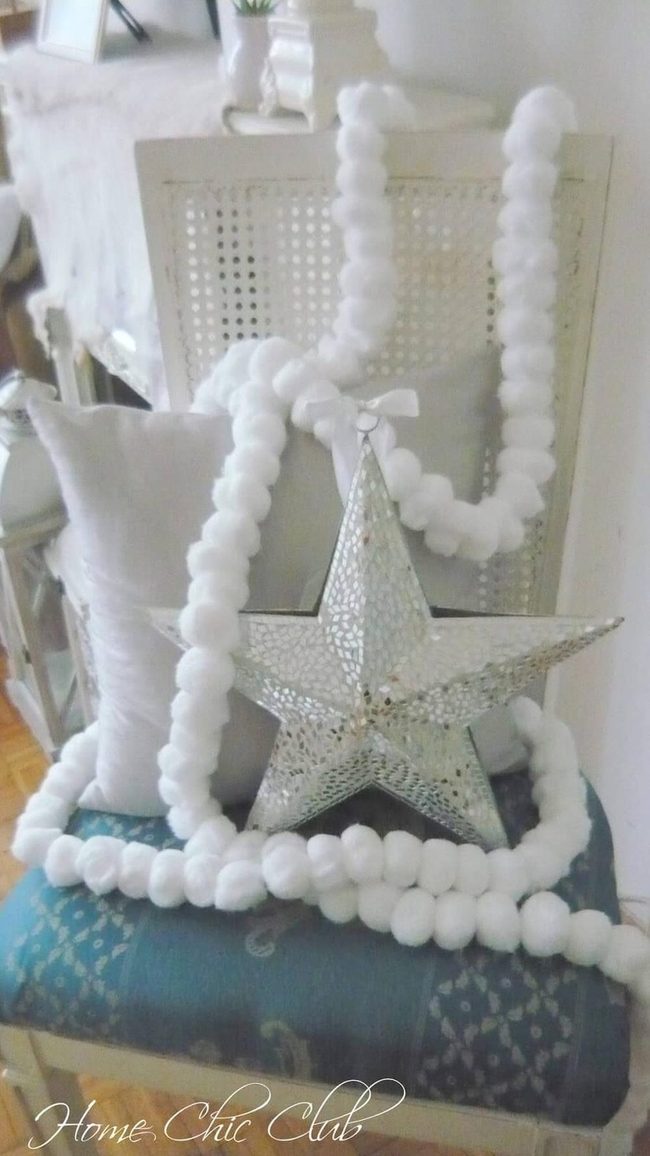 Fluffy White Pom-Pom Garland