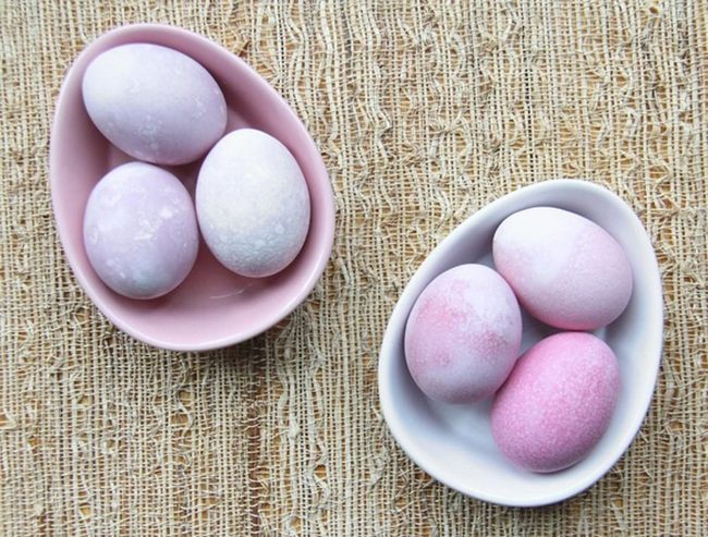Pastel Easter Eggs In Heart Bowls