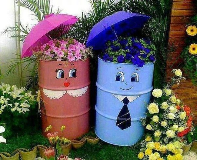 Pink And Blue Barrel Characters