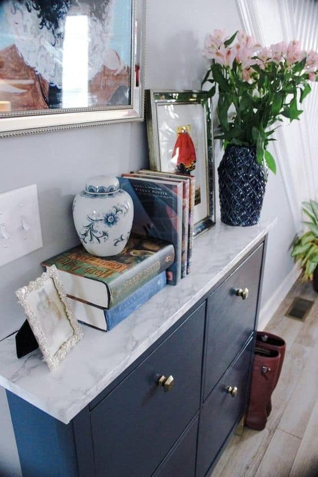 Dark Blue Hemnes Marble Top Storage