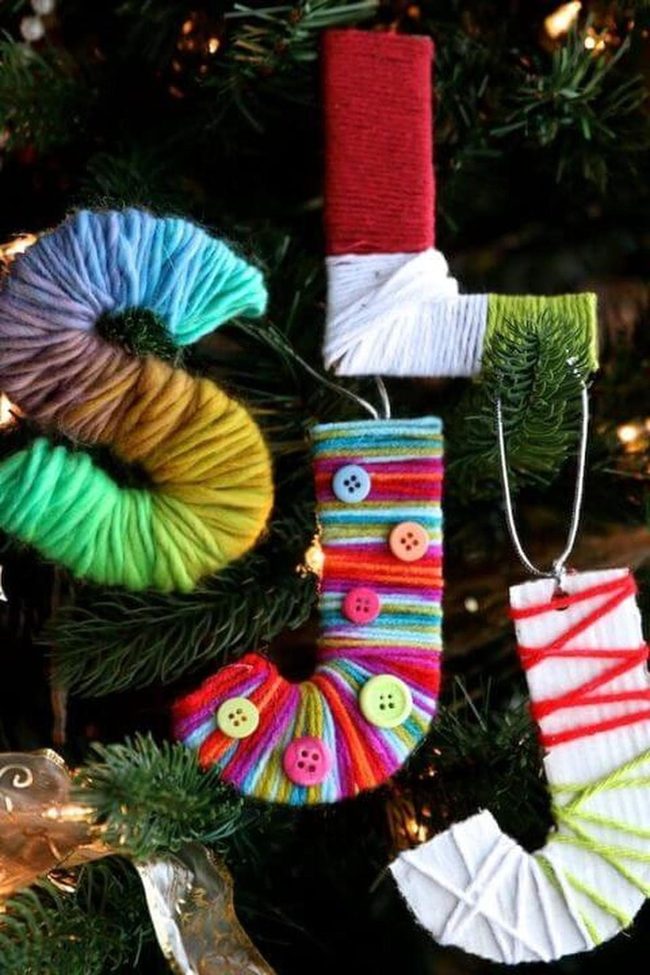 Yarn-Wrapped Letters With Buttons