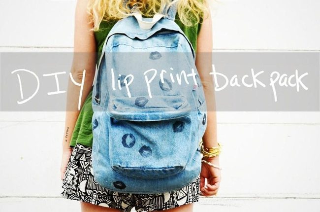 Blue Polka Dot Canvas Backpack