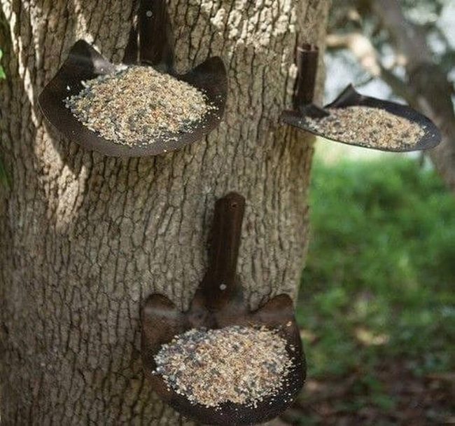 Weathered Metal Bird Feeders