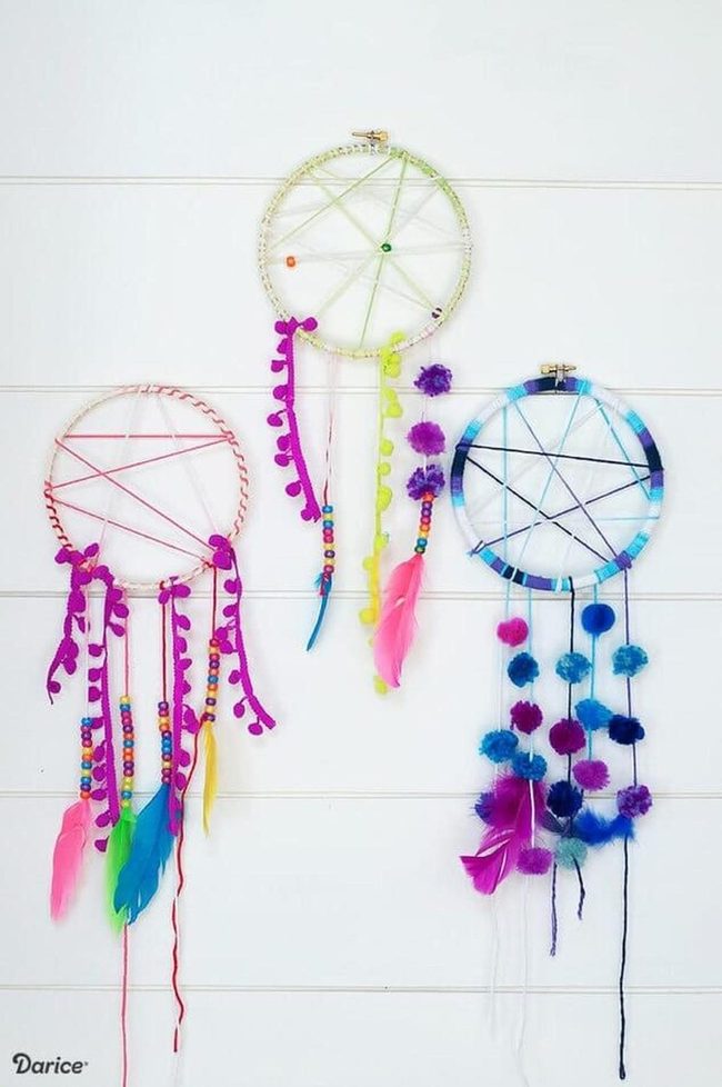 Colorful Pom Pom Dream Catcher
