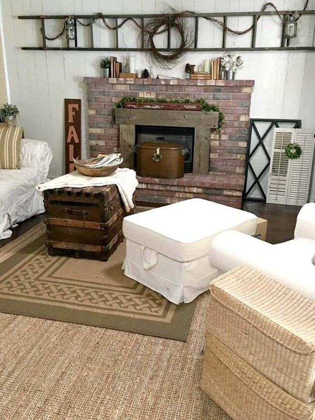 Layered Brick Fireplace Warmth