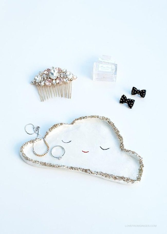 Golden Glitter Cloud Jewelry Tray