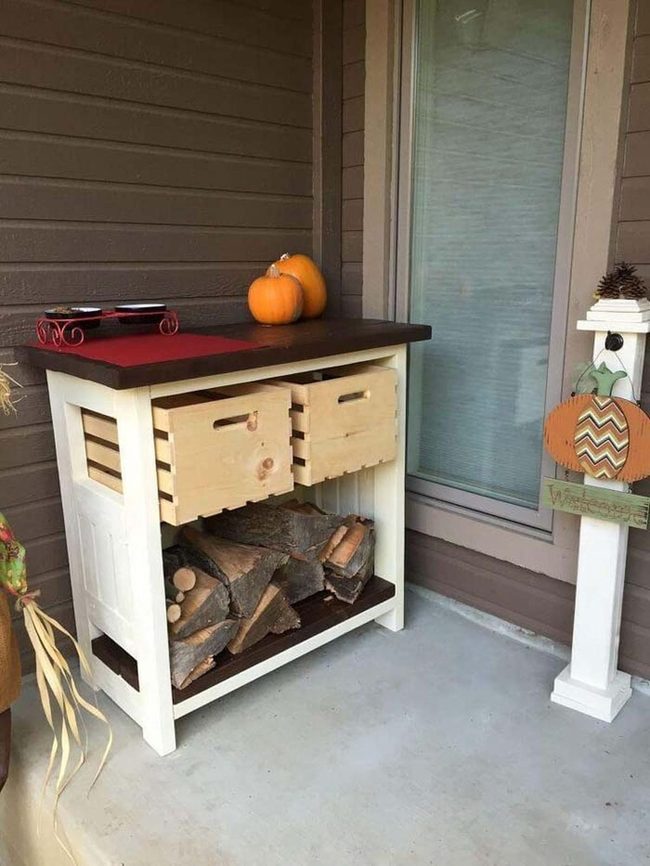 Wooden Crate Firewood Chest