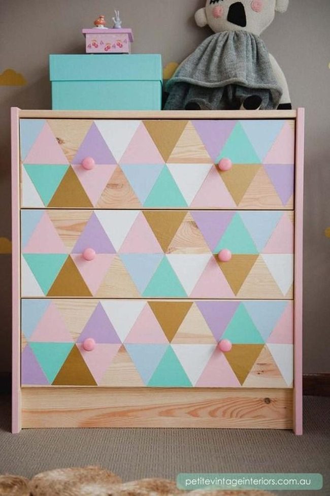 Pastel Geometric Dresser Gold Triangles