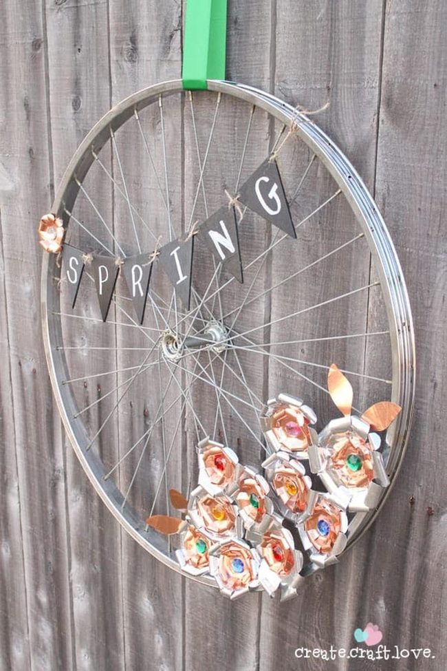 Bicycle Wheel Spring Flowers