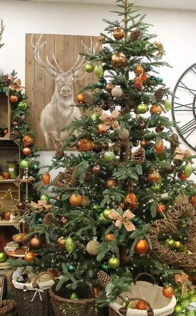 Evergreen Tree With Shiny Ornaments