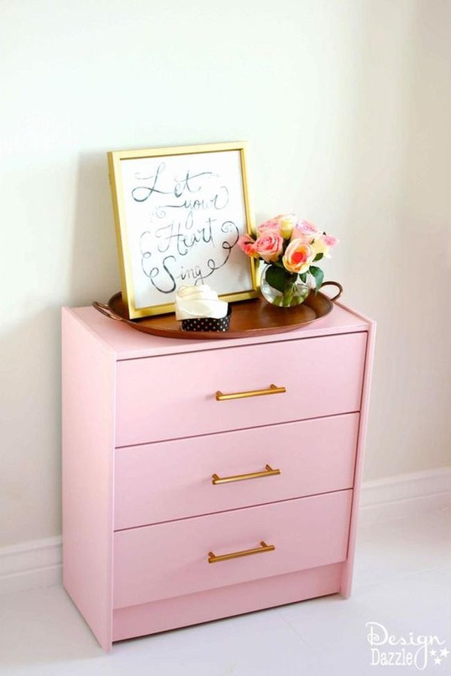 Pink Dresser Gold Hardware