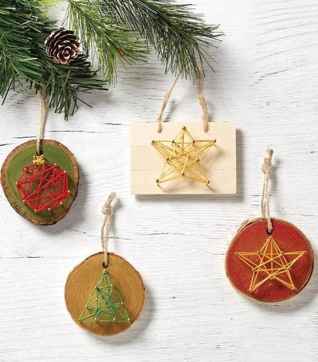 Yellow Star Wooden String Art