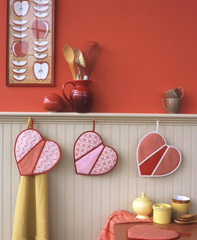 Red Walls, Yellow Containers, Homey Kitchen Corner