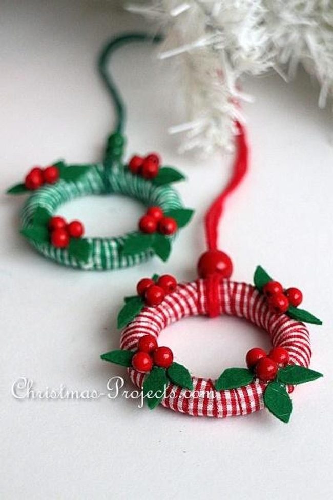 Red Striped Fabric Christmas Ornaments