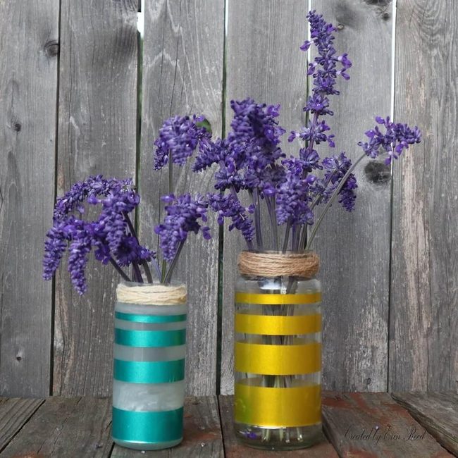 Metallic Jewel Jars With Burlap