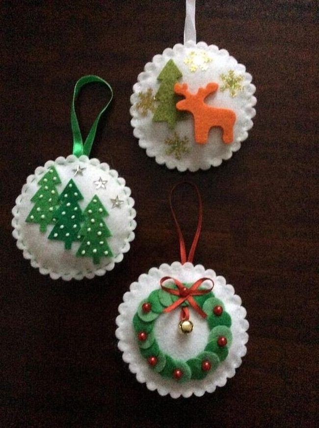 Green Felt Tree Ornaments Silver Stars