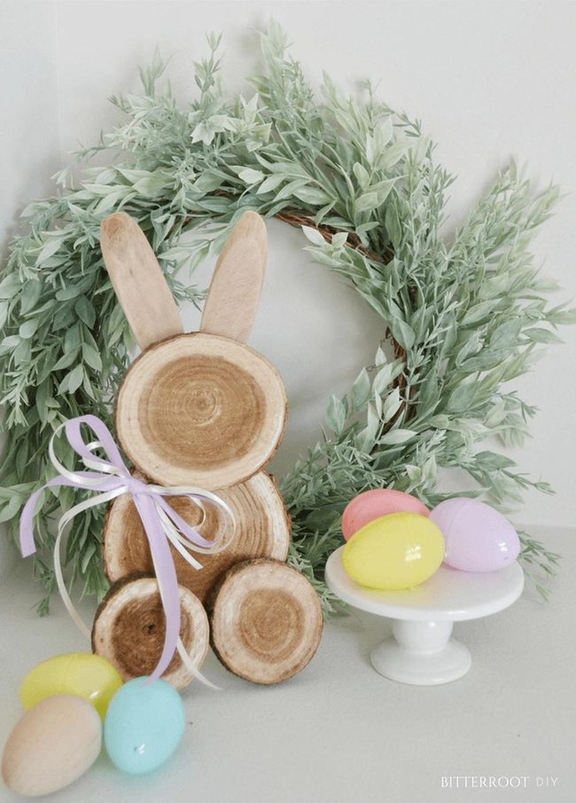 Wood Slice Spring Bunnies