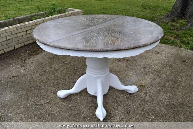 Natural Wood Pedestal Tables White Base