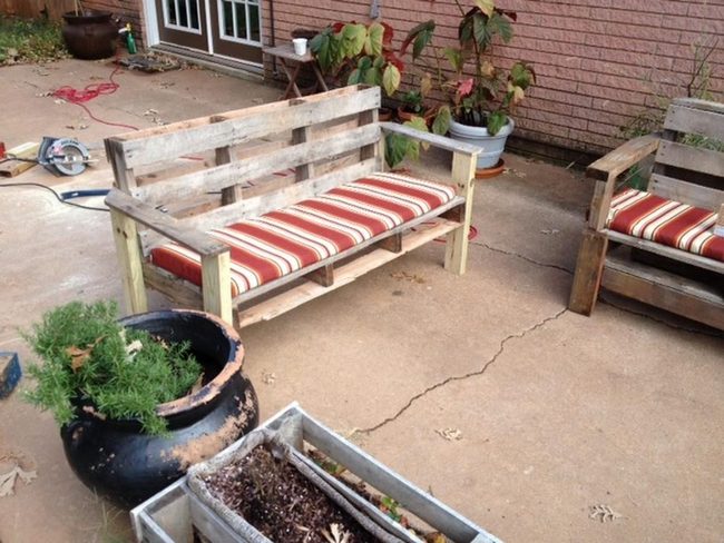 Striped Cushions Concrete Garden