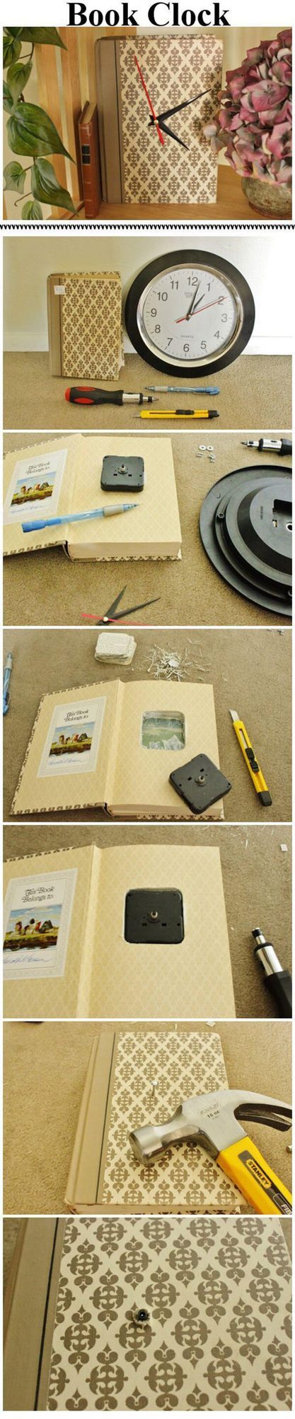 Vintage Book Page Wall Clock