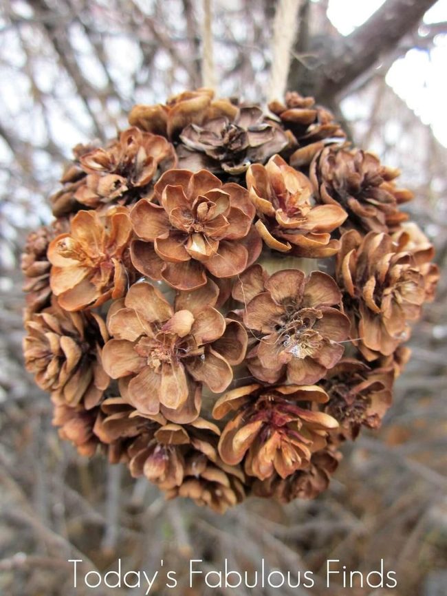 Brown Pinecone Kissing Ball