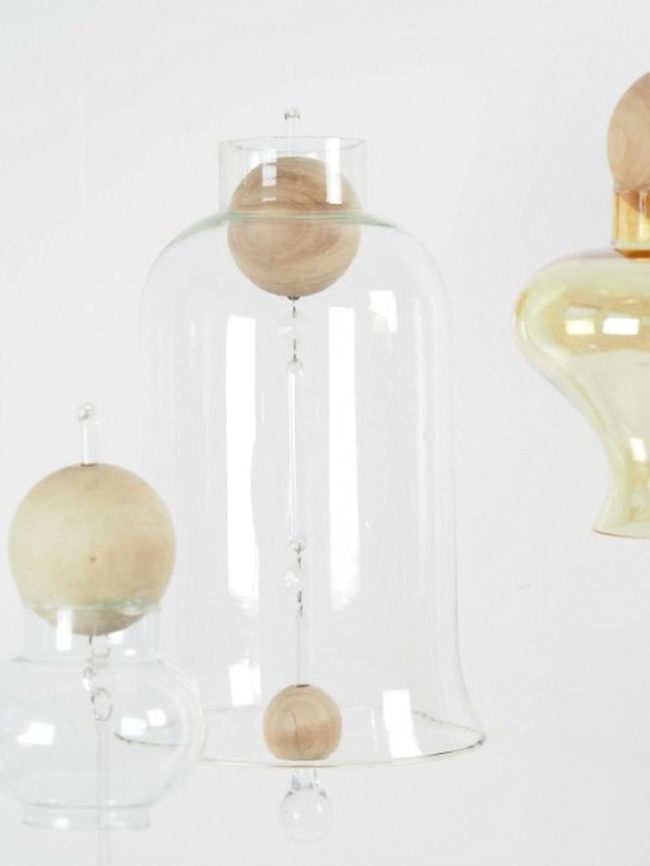 Clear Glass Pendants Natural Wood