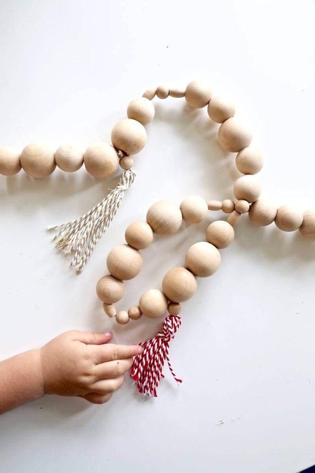 Natural Wood Bead Garland