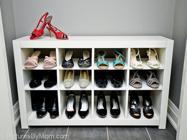 Red Heels White Shelving
