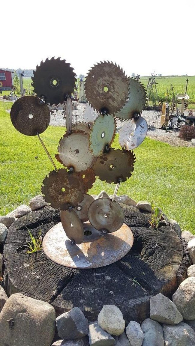 Salvaged Blade Garden Art