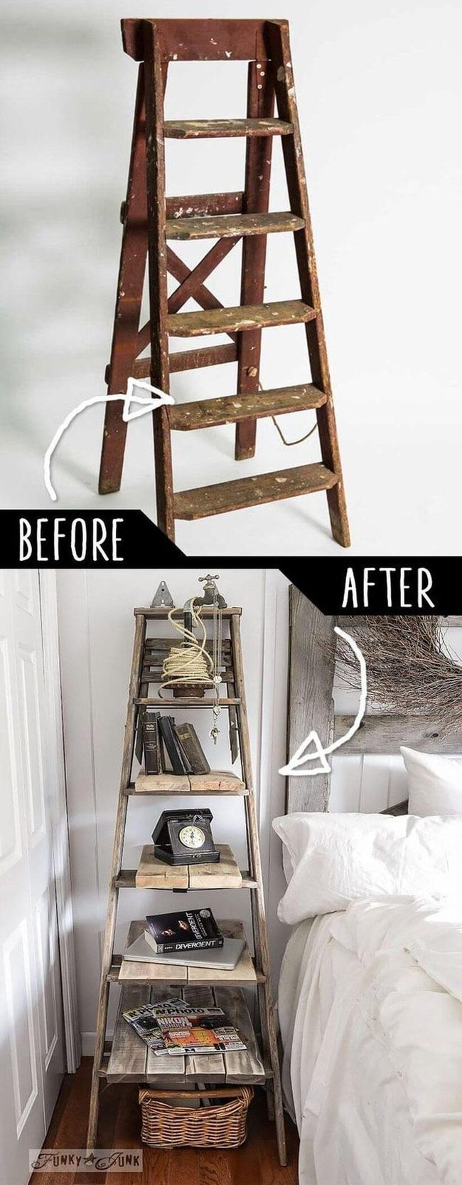 Wooden Ladder Bedroom Storage